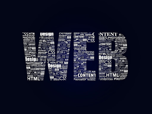 Word cloud depicting web-related terms with a concept vector.